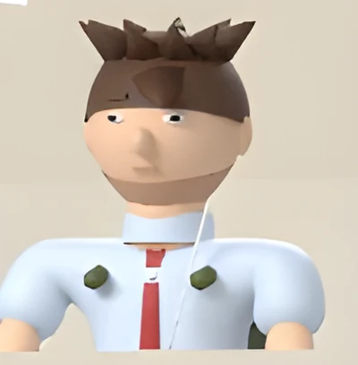The Dropout: a spiky-haired middle manager in a white shirt and red tie.